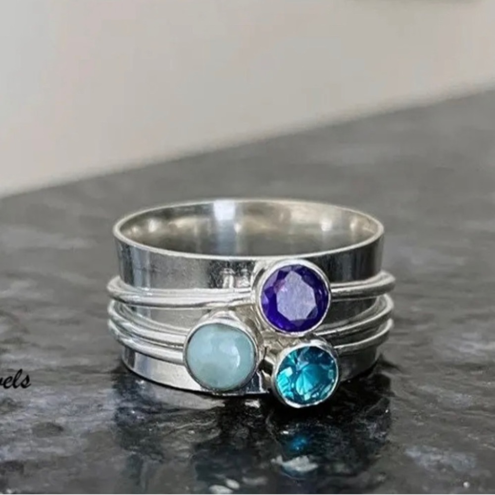 Sterling silver & gemstone ring - Picture 2 of 14